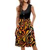 Women's Sleeveless Casual Vacation Loose Swing Geometric Button Midi Dress With Pockets