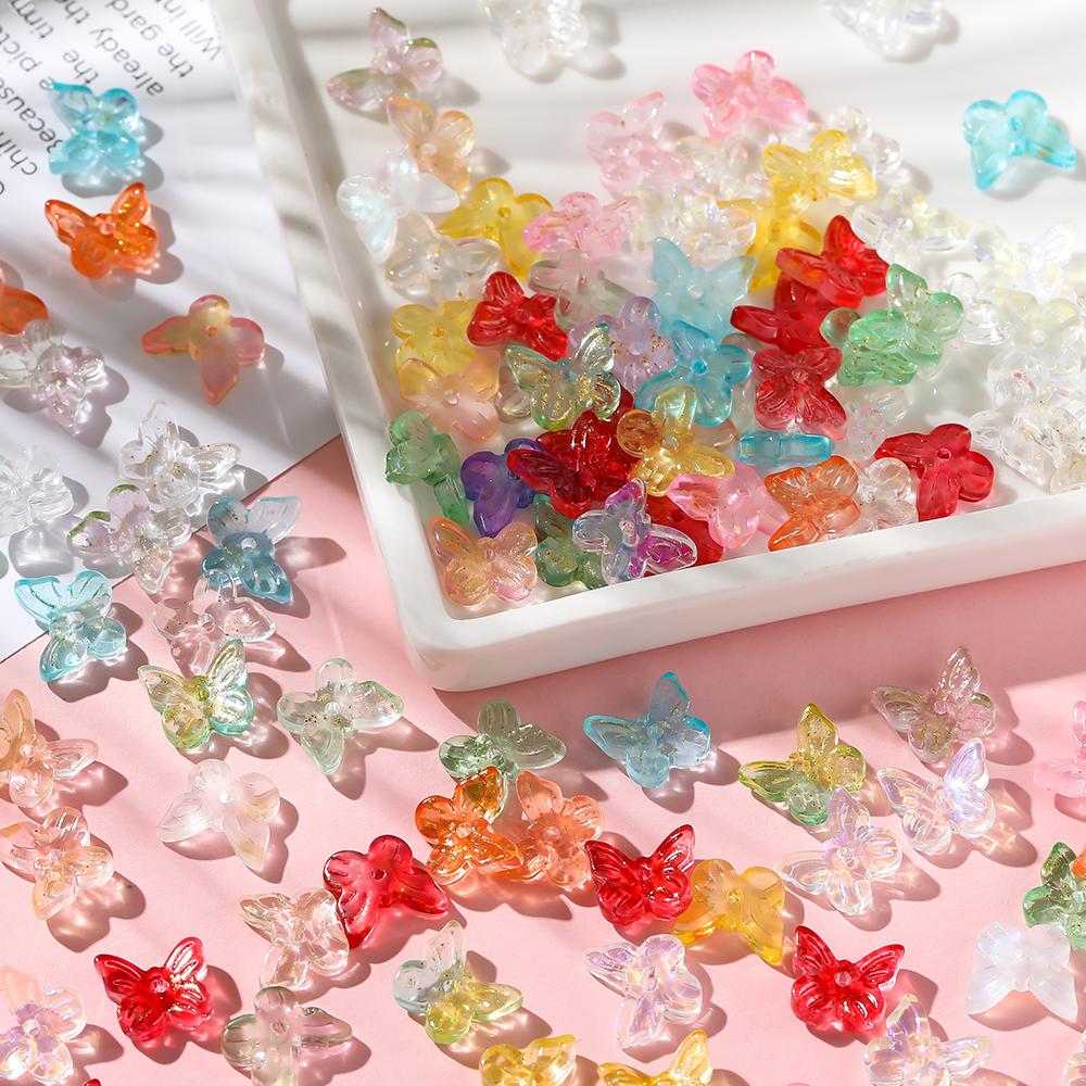 10 Stück/Lot Glasplattierte Schmetterlingskristallperlen, lose Perlen, handgefertigtes DIY-Bastelzubehör für Armbänder, Ohrringe und Schmuckherstellung