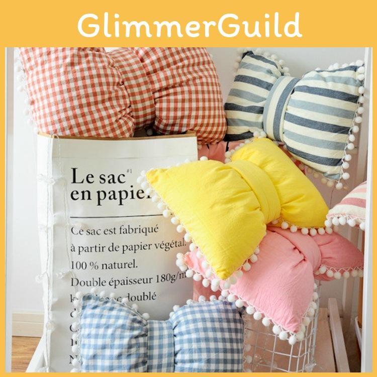 Pillow Bow Striped Cotton Girl Heart Floating Window Simple Decoration Home