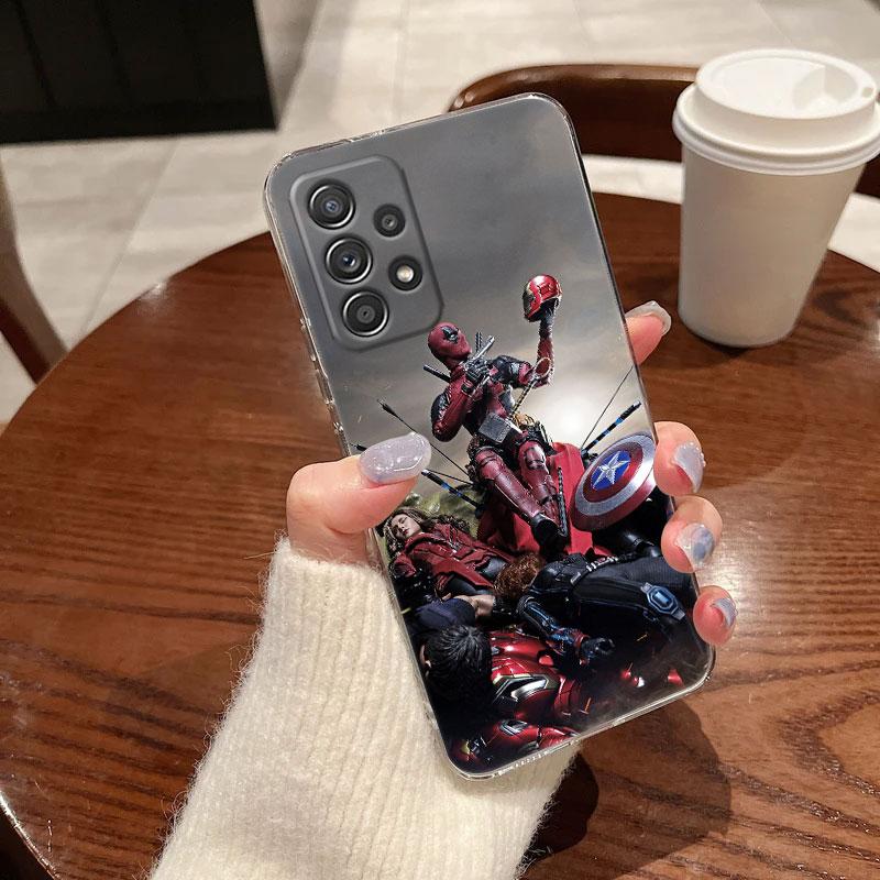 Funda Transparente Divertida de Marvel Deadpool para Samsung Galaxy A57 A37 A56 A36 A55 A54 A35 A26 A07 A17 A16 A06 A36 A15 Funda Suave de Deadpool