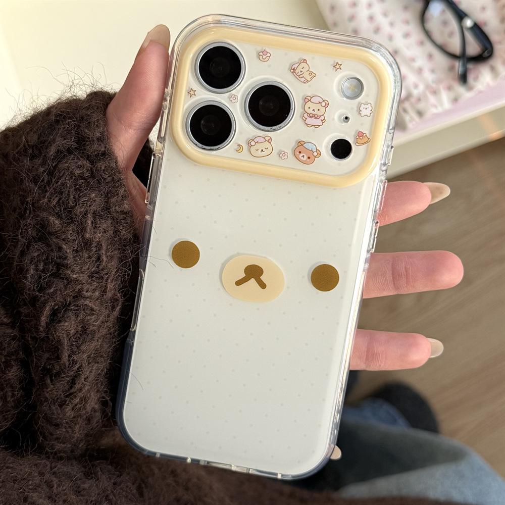 Rilakkuma Cartoon Double Layer Anti-fall Phone Case for iPhone 15/17/16 Pro Max