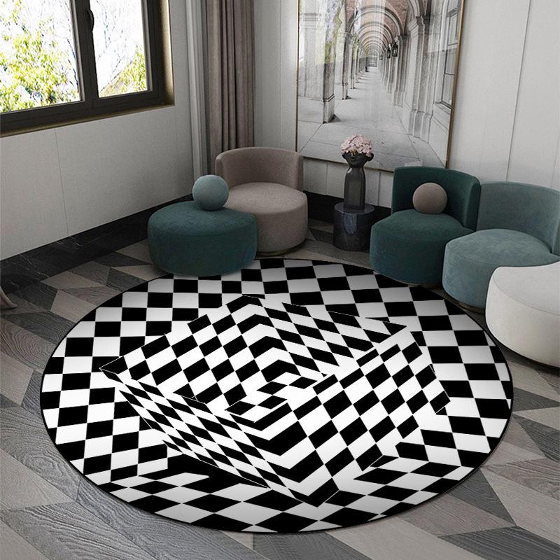 3D Vortex Optical Illusion Rugs Trap Area Carpet Anti-Slip Round Mats Large Carpets for Living Room Sofa Swirl Washable Carpet