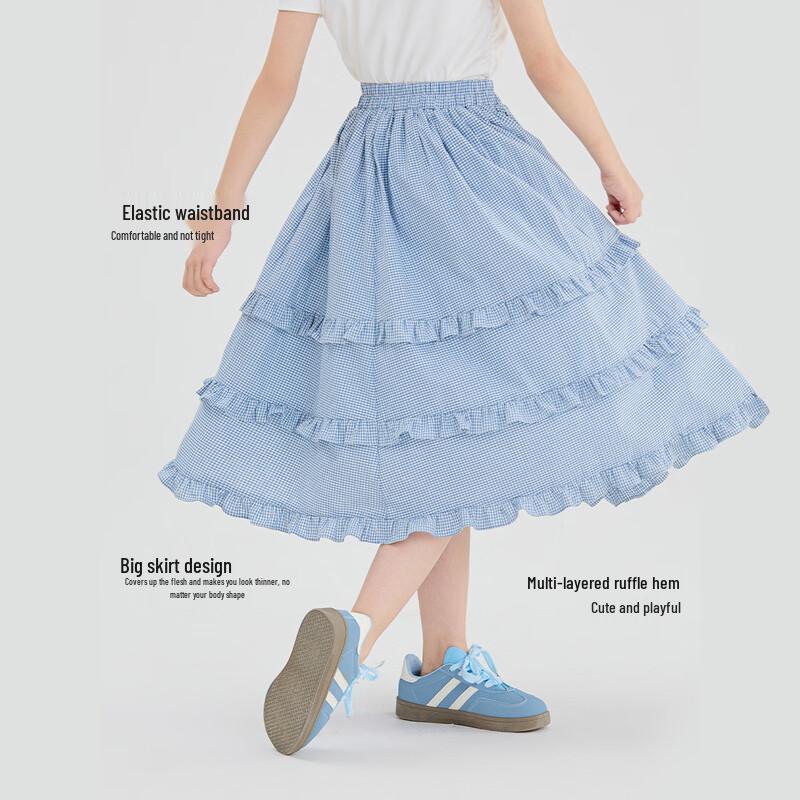 Balachi Girls  Plaid Tiered Long Skirt 130