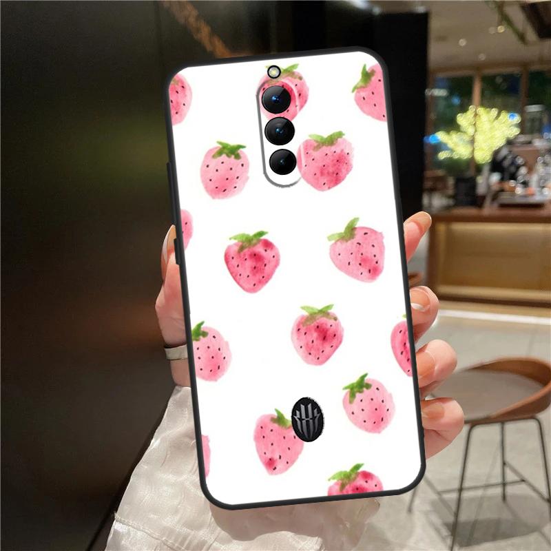 Cute Strawberry Case For ZTE Nubia Red Magic 11 10 9 8 9S 8S 10S Pro Plus 6 7 6S 7S For RedMagic 10 Air Cover