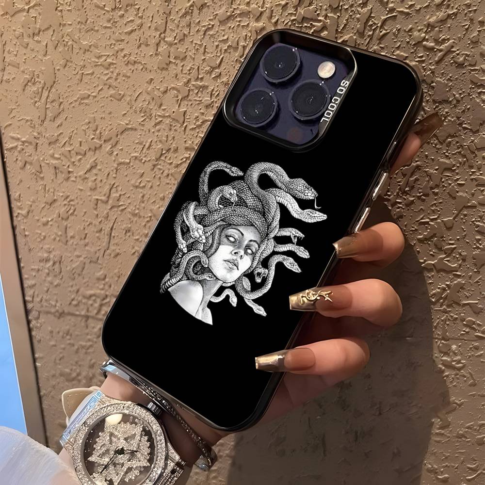Medusa Greek Mythology Look At Me Phone Case For iPhone 16,15,14,13,12,11Pro,XS,Max,Plus,Mini Black Candy Matte Shockproof Cover