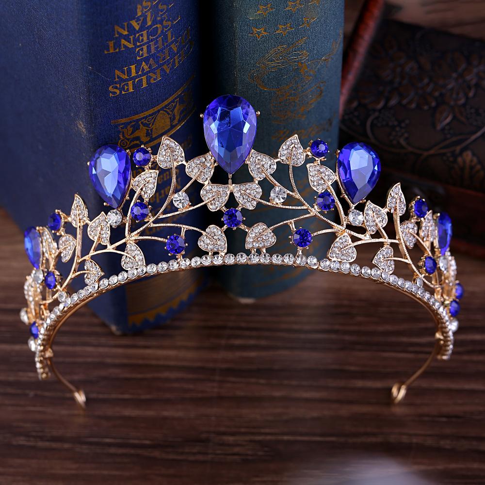 Personalized Style High-end Diamond-encrusted Baroque Wedding Tiara, Wedding Accessories, Leaf Bridal Crown
