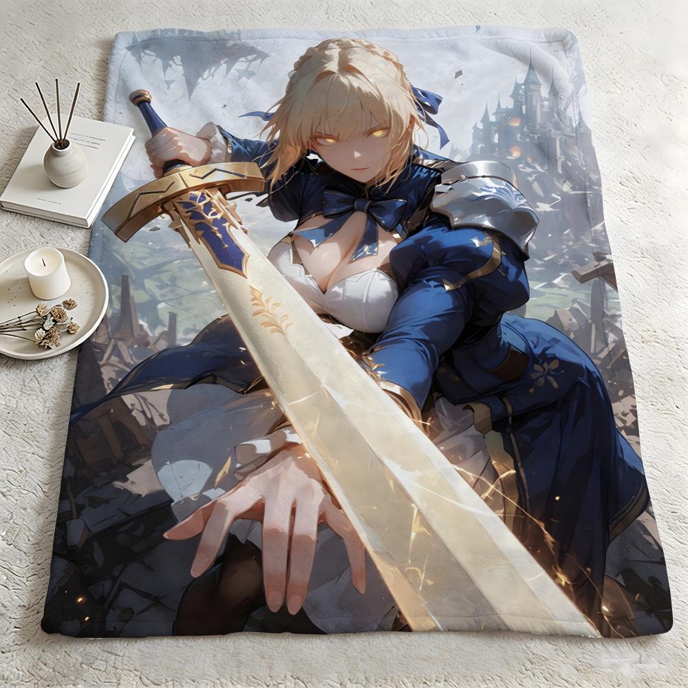 Game FFate Grand Orderr Throw Warm Soft Flannel Blanket Multiuse for Sofa Bed Camping Travel Nap