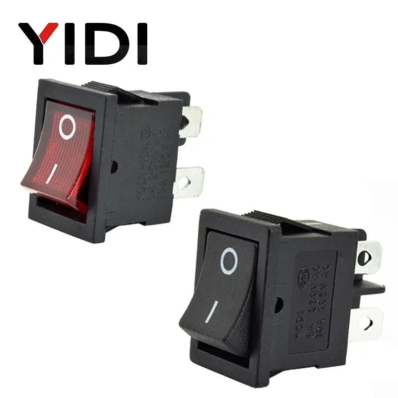 6A 250VAC KCD1-104 Rocker Switch 4pin On Off DPST 12V 220V Red Lamp Black Latching 15x21 Rocekr Switch