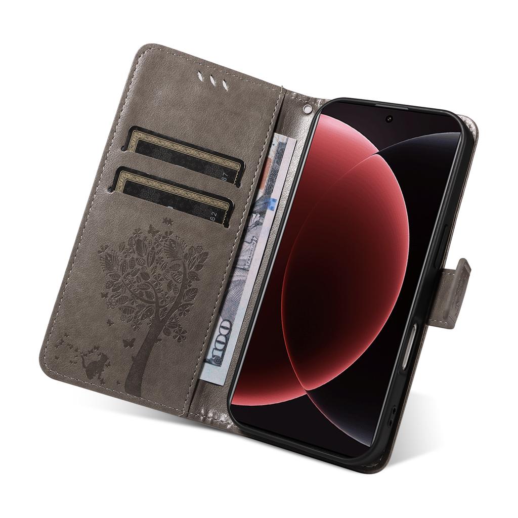 For Xiaomi 15 Ultra Phone Case with Stand Cat Tree Pattern Leather Wallet Mobile Cover