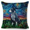 Both Sided Starry Sky Dog Cushion  Decor Oil Painting Cartoon Pet Animal Pillow Case for Sofa Home  Linen Pillowcase,(5)