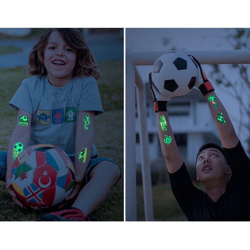 10Pcs/set Glowing Luminous Tattoo Sticker Soccer Cartoon Soccer Tattoo  Face Wrist