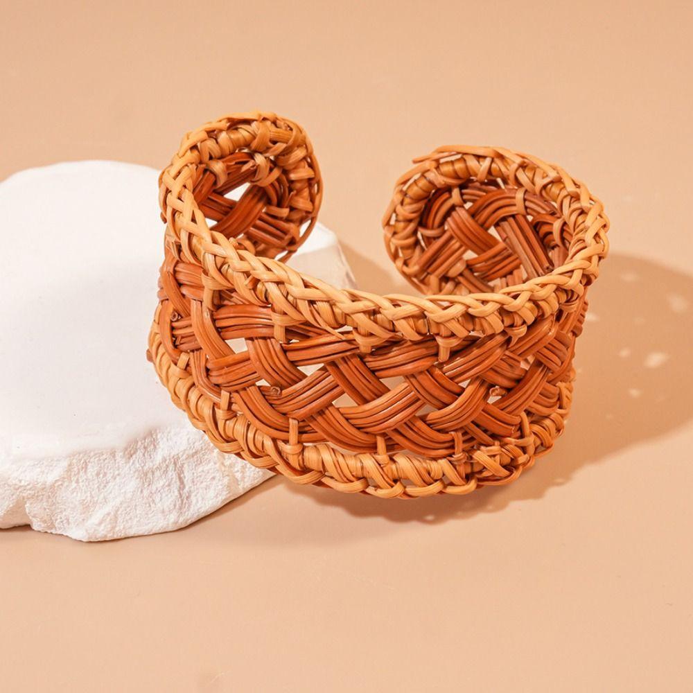 Bird Nest Shape Rattan Woven Bracelet Hand Ring Bohemian Braided Bracelet  Beach