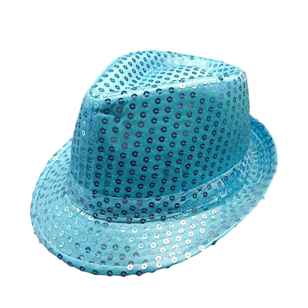 Shining Short Brim Hemming Jazz Hat Adult Kids Sequins Decorated Stage Show Hat Party Supplies