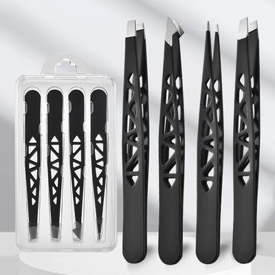 4Pcs High-quality Professional Tweezers Set - Perfect For Eyebrow Hair Removal, Splinter & Ingrown Hair Removal & For Men & Wome