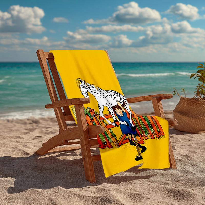 Ultra-Soft Beach Towel with Pippi Longstocking Theme,Ideal for Pool - Camping, Diving - Perfect Travel Essential, Vibrant Beach Towel.