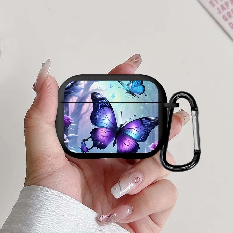Purple Butterfly Case For Airpods 1 3 Pro Pro3 2 4 Pro2 Earphone Cases Cover
