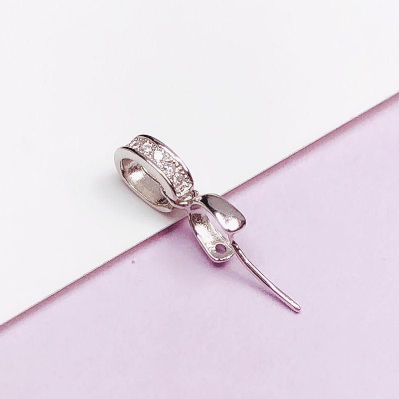 S925 Silver 18k Rose Gold Plated Melon Seed Jade Pendant Buckle Clip