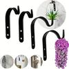 4PCS Vintage Iron Wall Hooks J Shape Plants Hangers Flower Pot Support Metal Hooks Garden