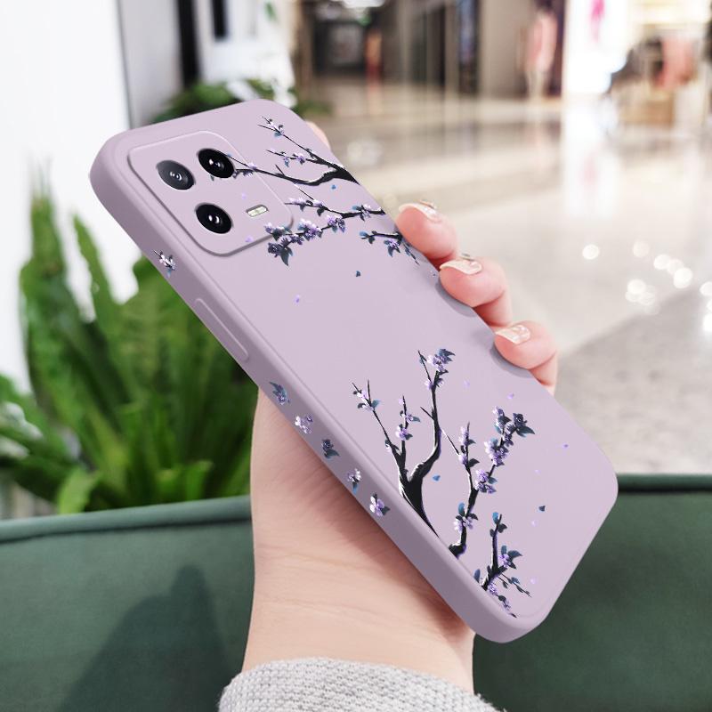 Purple Flower Rain Phone Case For Xiaomi 17 15 15T 14 14T 13 13T 12 12X 12T 12S Mi 11 11T 10 10T Pro Max Lite Liquid Silicone Co