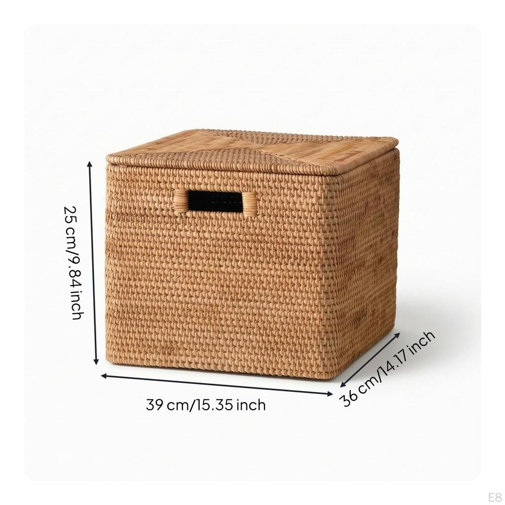 Cesta de Armazenamento de Rattan com Tampa Recipiente com Tampa Tecido à Mão