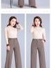 Women's High-Waisted Woolen Herringbone Wide-Leg Trousers, Plus Size, Thickened for Autumn/Winter 2025
