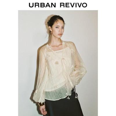 UR Textured Floral Tie-Strap Blouse