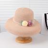 Hepburn Style Straw Hat Summer Elegant Straw Top Hat Seaside Beach Sun Hat Sun Protection Pearl Big Edge Hat