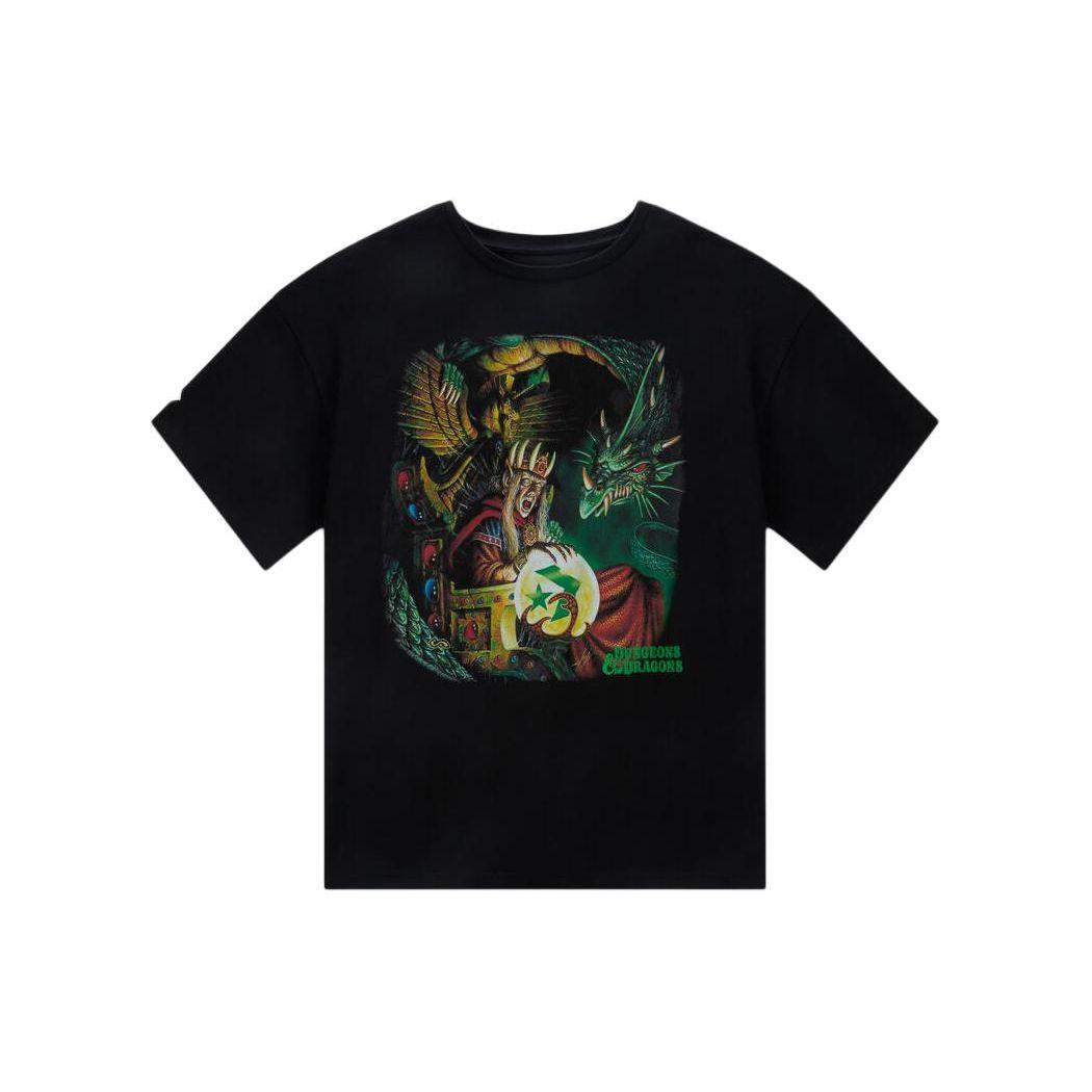 

Converse X Dungeons & Dragons Мультфильм Аниме Письмо с круглым вырезом Футболка прямого кроя с короткими рукавами Топы унисекс Черный 10027140-A01
