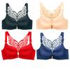 Simple Solid Butterfly Pattern Bra, Comfy & Breathable Buckle Front Underwire Push Up Bra, Women's Lingerie & Underwear