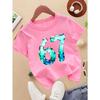 European Sizes 1pc, Summer Casual Girls' Round Neck Short-Sleeved T-Shirt, Soft, Skin-Friendly, Fashionable, Versatile, Cute, Fun