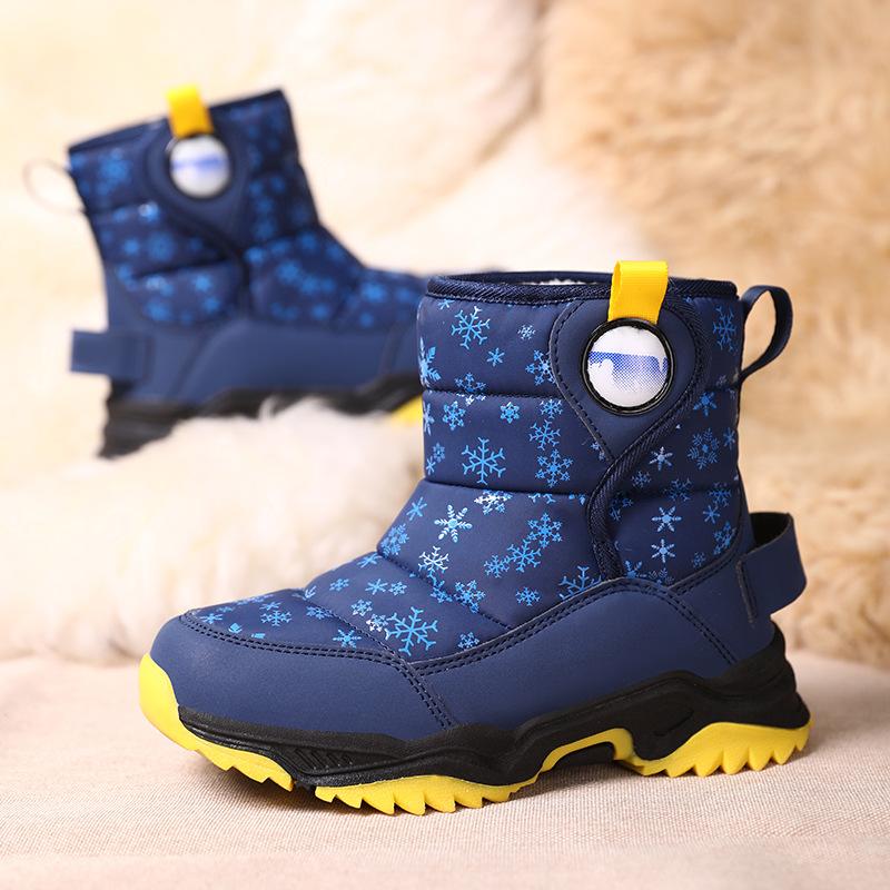 Children's Snow Boots for Boys Sneakers Winter Kids Warm Snow Boots Sport Leather Shoes