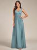 Ever-Pretty Women's Chiffon Pleated Double V-Neck Maxi Evening Dresses Sleeveless Bridesmaid Dress