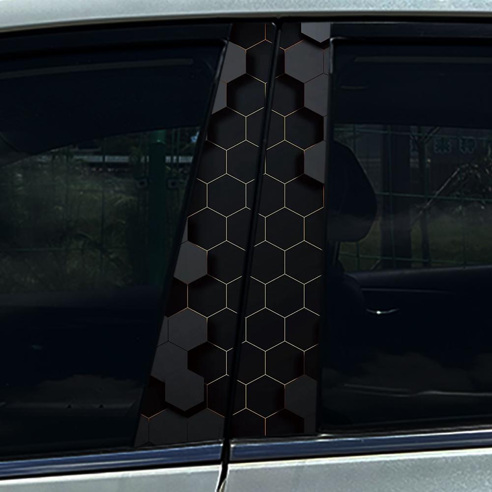 Style Honeycomb Hexagon Car B-pillar Stickers Car Center Column Decoration Cover Scratches Waterproof Decals Car Accessories