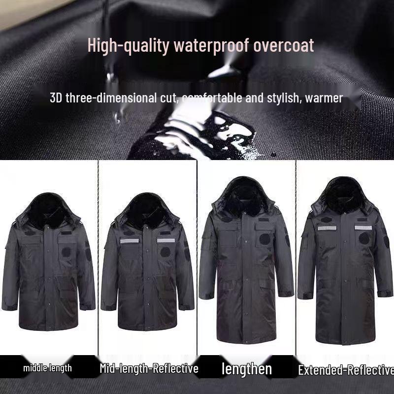 Autumn & Winter Windproof Waterproof Multi-functional Security Guard Coat with Cotton Insulation
