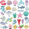 Marine Life Embroidered Patch Set: Shark, Dolphin, Jellyfish, Fish & Seashell