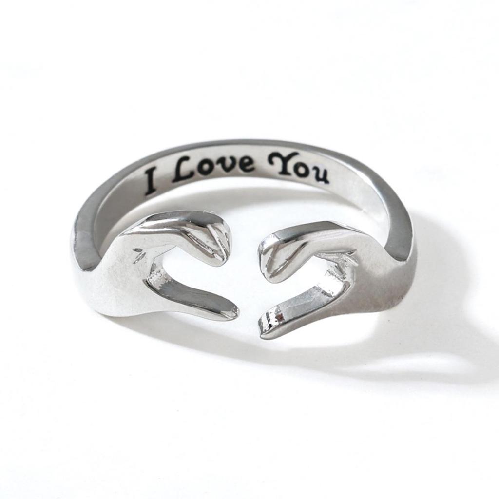 European & American Romantic Heart Gesture Couple Ring - Fashionable Double Hand Design