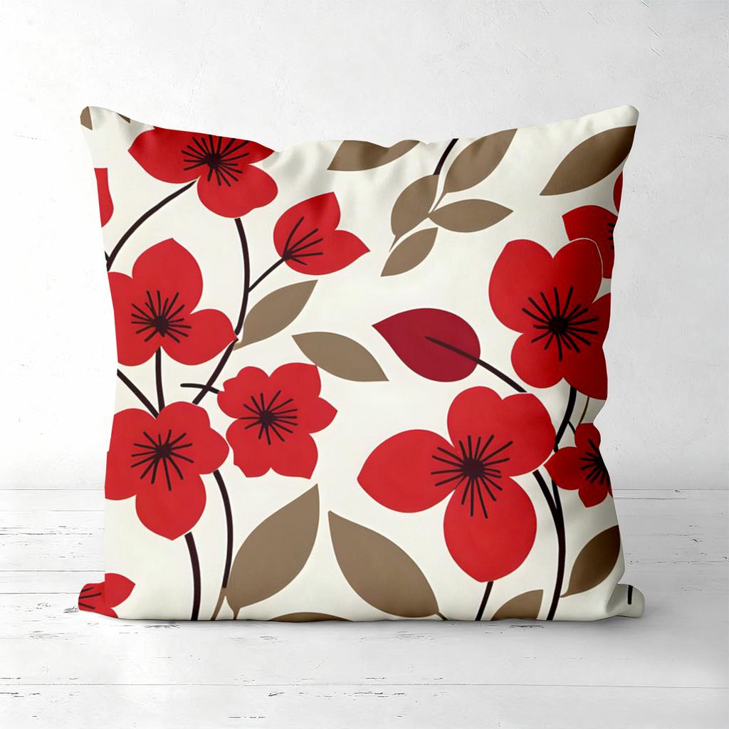 Floral Patterned Cushion Covers Red And Pink Polyester pillowcase, sofa decorative cushion cov Headboard Pillow