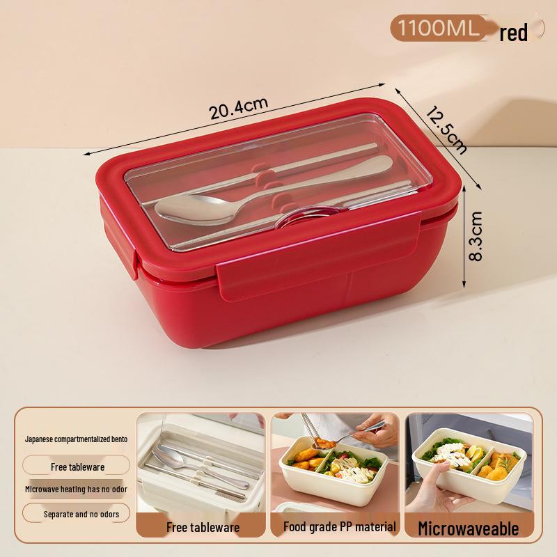 Microwaveable Japanese Bento Box for Office & Students - Fresh-Keeping, With Spoon & Chopsticks, Convenient Compartmented Lunch Box