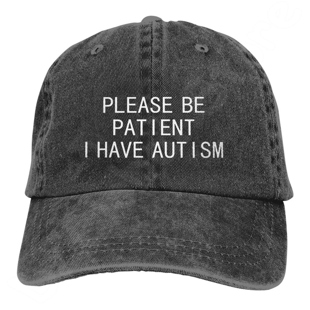 Please Be Patient I Have Autism Letter Casual Washed Cotton Baseball Cap Men Solid Denim Dad Hat Visor Outdoor Trucker Caps