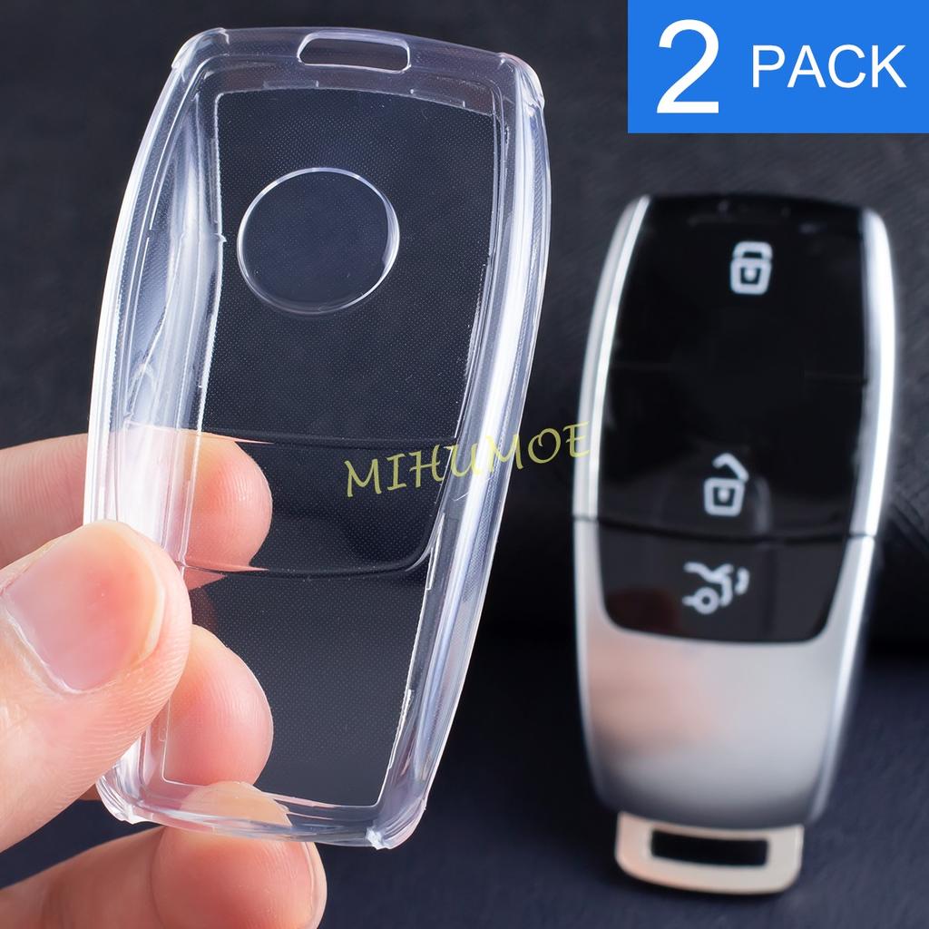 2x Black/Clear Transparent Car Key Fob Case Cover For Mercedes Benz A C E S G Class GLC CLE CLA GLB GLS W177 W205 W463 C253 V167