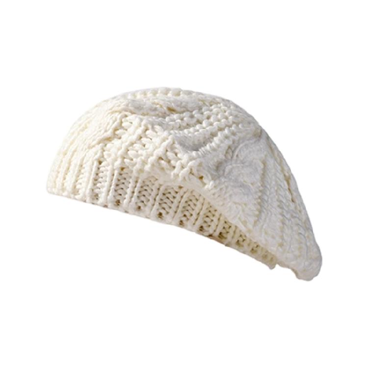 Fashionable Cable Knit Beret Hat Soft Acrylic Fibre Winter Warmth Hat for Daily Wear Outdoor Activity Festival Headpiece