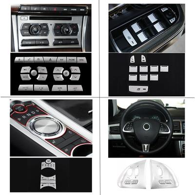 For Jaguar XF Accessories Removable Aluminum Alloy Steering Wheel Multifunction Button Stickers Silver Tuning Car