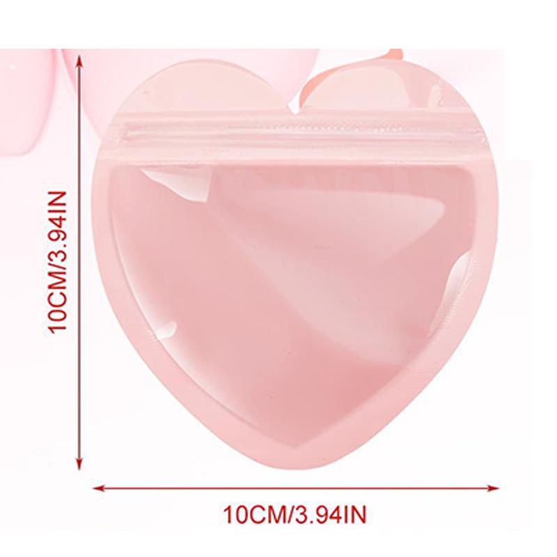 5/10/20PCS Colored PVC Heart-shaped Jewelry Self Sealing Bag Wedding Christmas Love Gift Sealed Bag Candy Packaging Bag