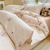 100 pure cotton four-piece set, new cotton quilt cover, bed sheet, bed hat, student dormitory single bed three-piece set 1