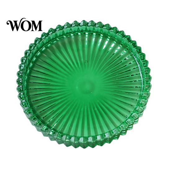 Round Candle Holder Pillar Tray, Decorative Glass Modern Home Decor Dish, for Table Spill-proof