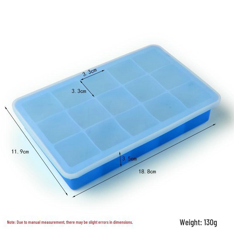 15-Cavity 3D Square Silicone Ice Cube Mold with Lid