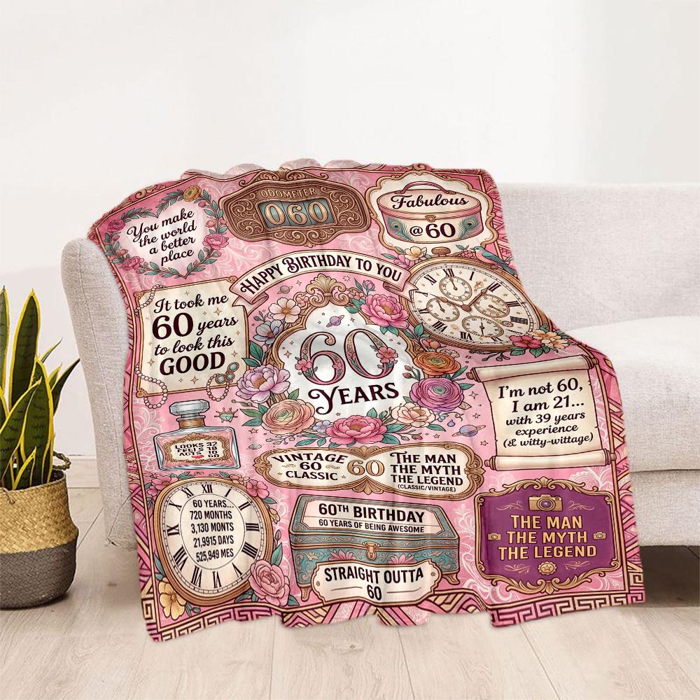 Happy 60th Birthday Celebration Blanket Ultra-Soft Great for Seaside Office Bed All-Season Use Warmthful Decor