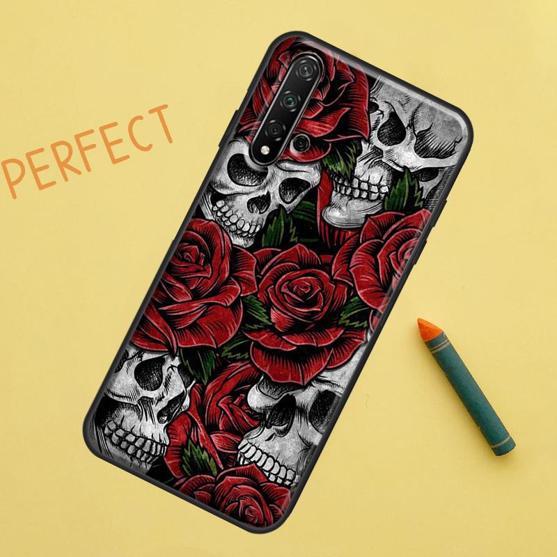 

Gothic Floral Skull For Huawei Nova 12s 11i 7i 8i 12i Y73 Y70 Y90 Y60 Y72 Y61 Y91 9 10 SE P40 Lite P30 Pro Case Huawei Nova 5T