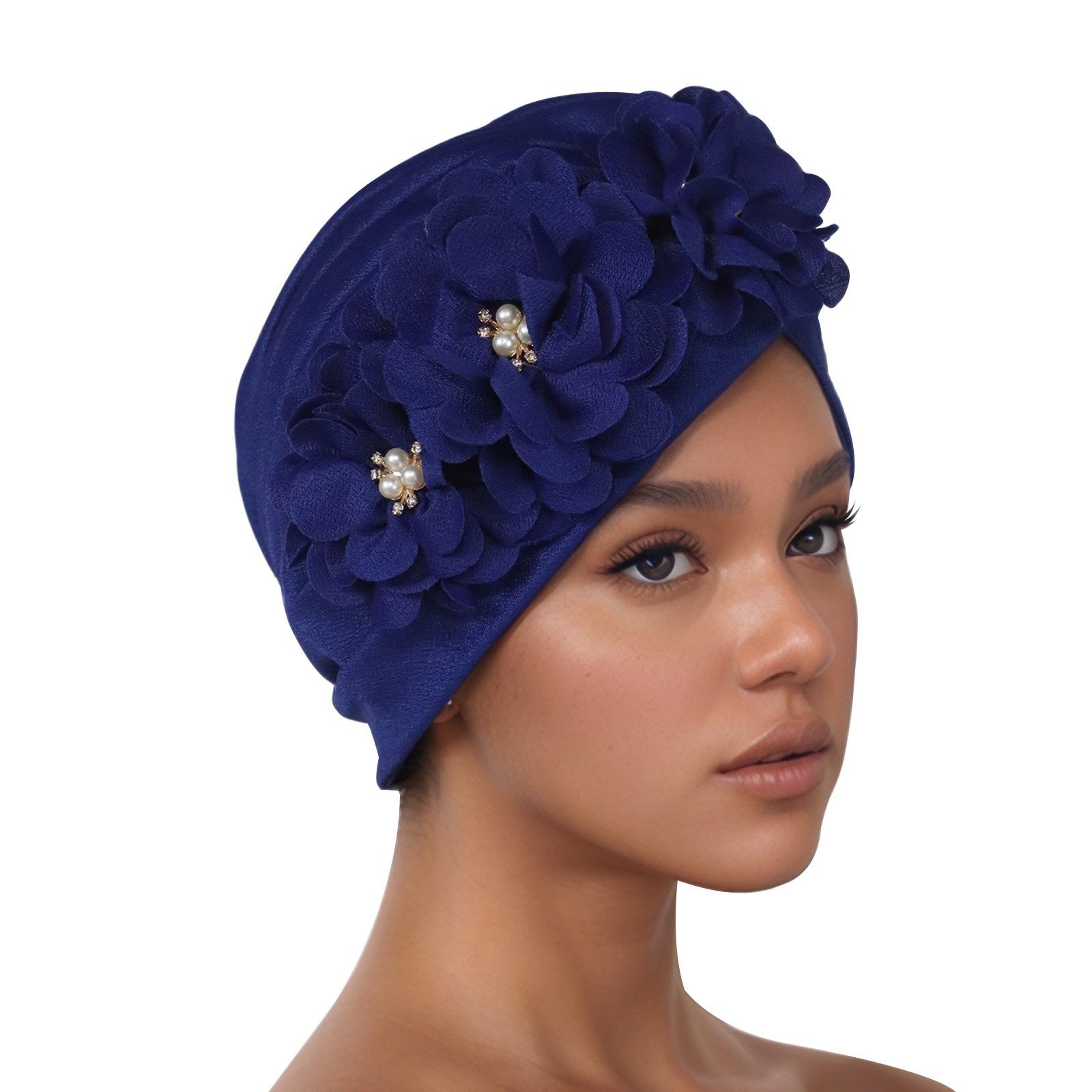 

Африканский традиционный мусульманский пуловер с аппликацией, хиджаб-шапка One Size королевский синий