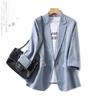Thin Fit Blazer Jacket for Women, New Summer 7/8 Sleeve Fashion Elegant Slim Fit Suit Top for Women
